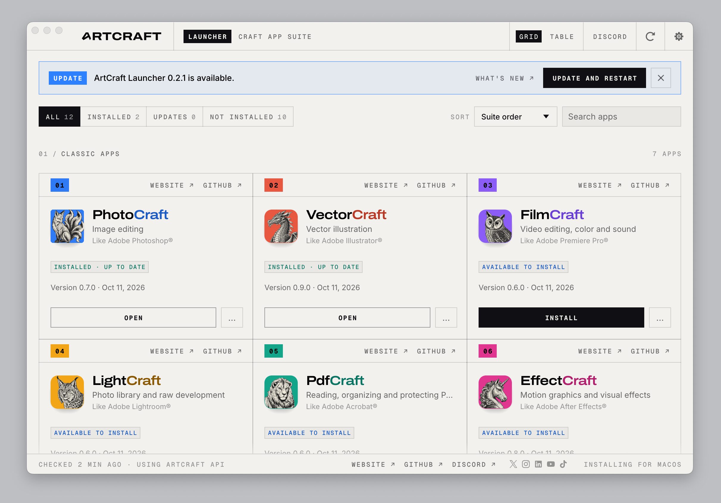 VectorCraftのインストール完了
